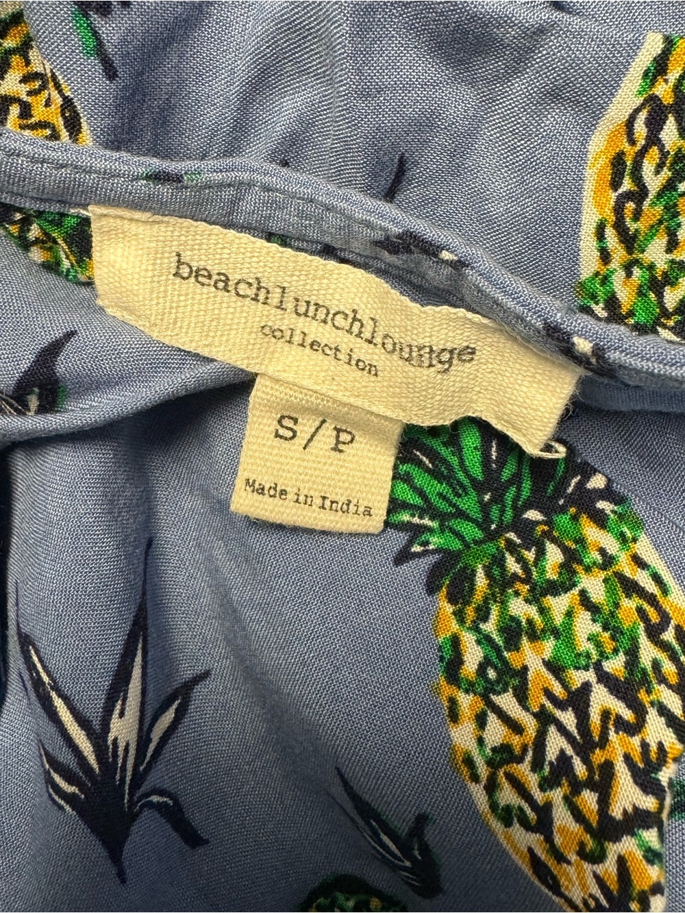 BeachLunchLounge Pineapple Print Sleeveless Shift Dress Small Blue Tropical Boho - Picture 6 of 7